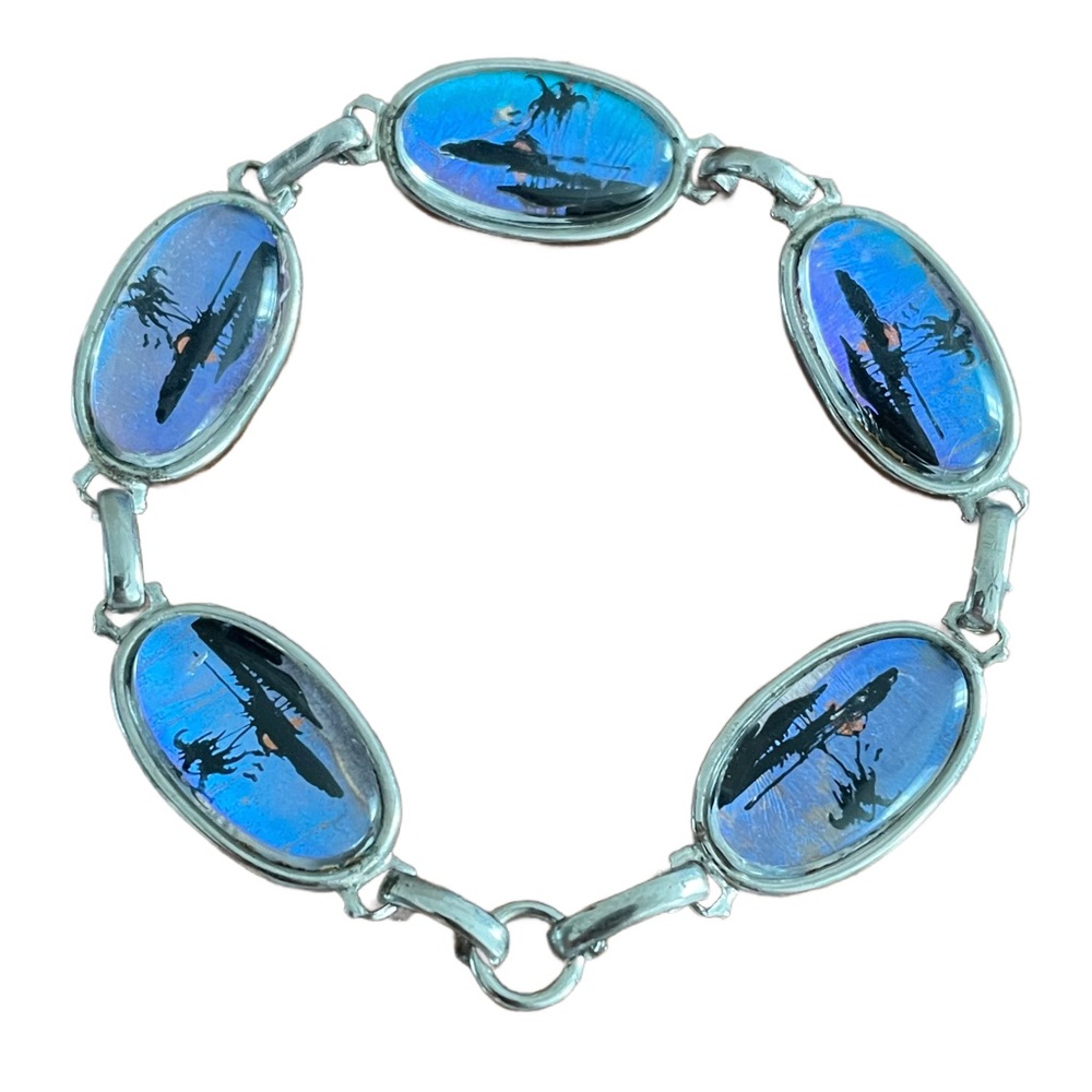 Vintage Art Deco Morpho Butterfly Wing Bracelet